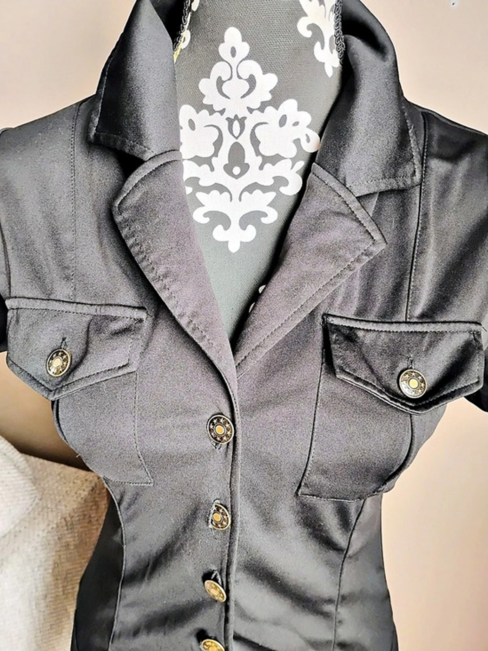 Black Ruffle Mini Dress With Garters - Picture 3 of 14
